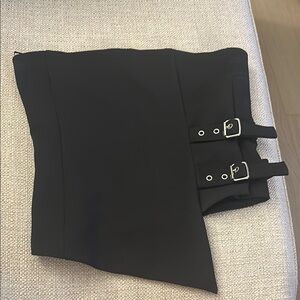 Zara Black Strapless Top with Buckle Detail